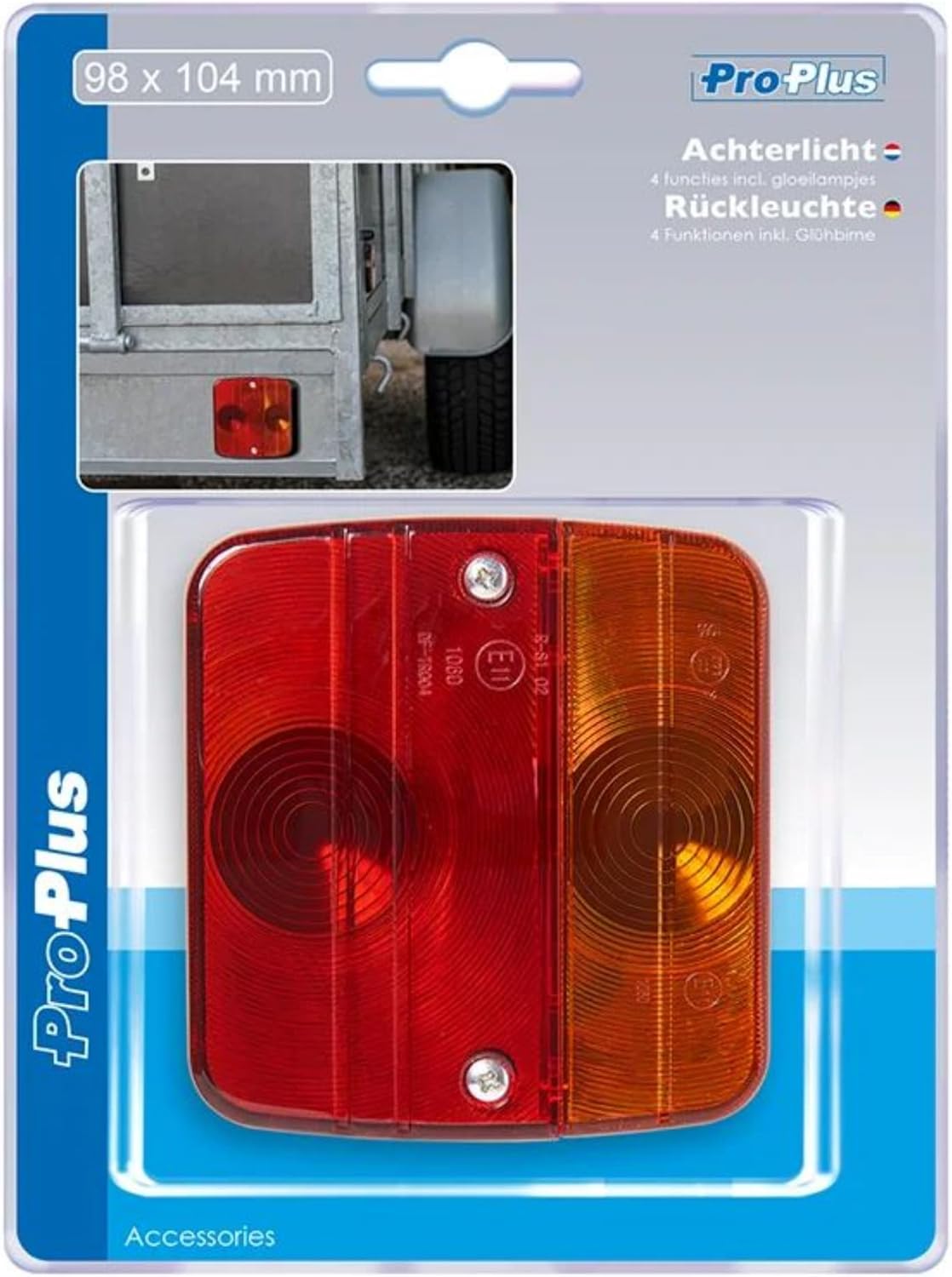 4-funktionen-rückleuchte – 1 Stück – Robuster Kunststoff – 12 V, Multifunktional – Für Anhänger Und Wohnwagen – 98 X 104 Mm, Rot/schwarz