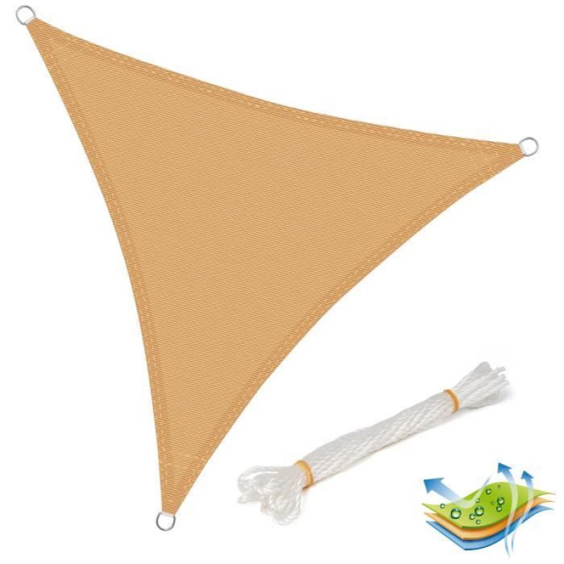Dreieckiges Sonnensegel Aus Hdpe, 5x5x5 M, Sandfarben – Uv-schutz Für Garten Oder Camping