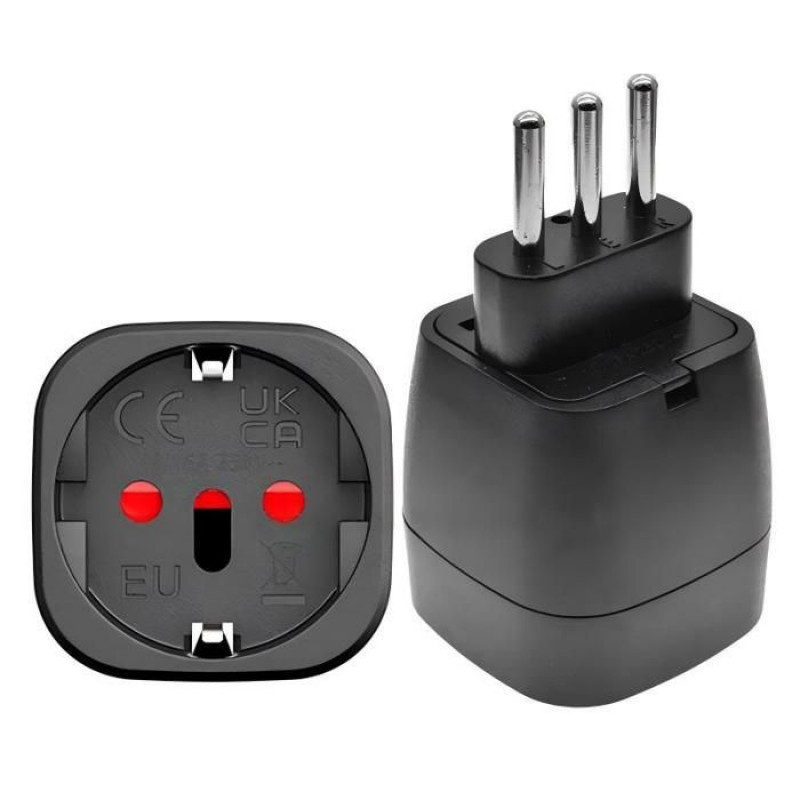 2er-pack Reiseadapter Italien/eu Auf Typ L, Kompatibel Mit Italien Und Chile (schwarz)