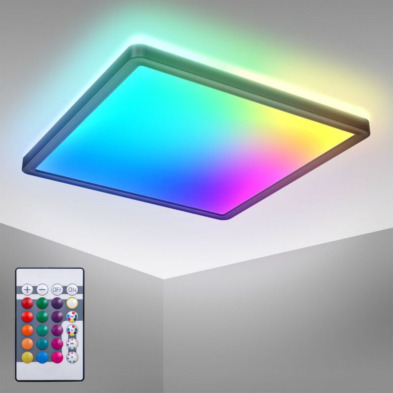 Bklicht Rgb-led-deckenleuchte Ultradünnes Led-panel Farbwechsel Dimmbare Rgbw-deckenleuchte Indirekte Beleuchtung Fernbedienung Schwarz