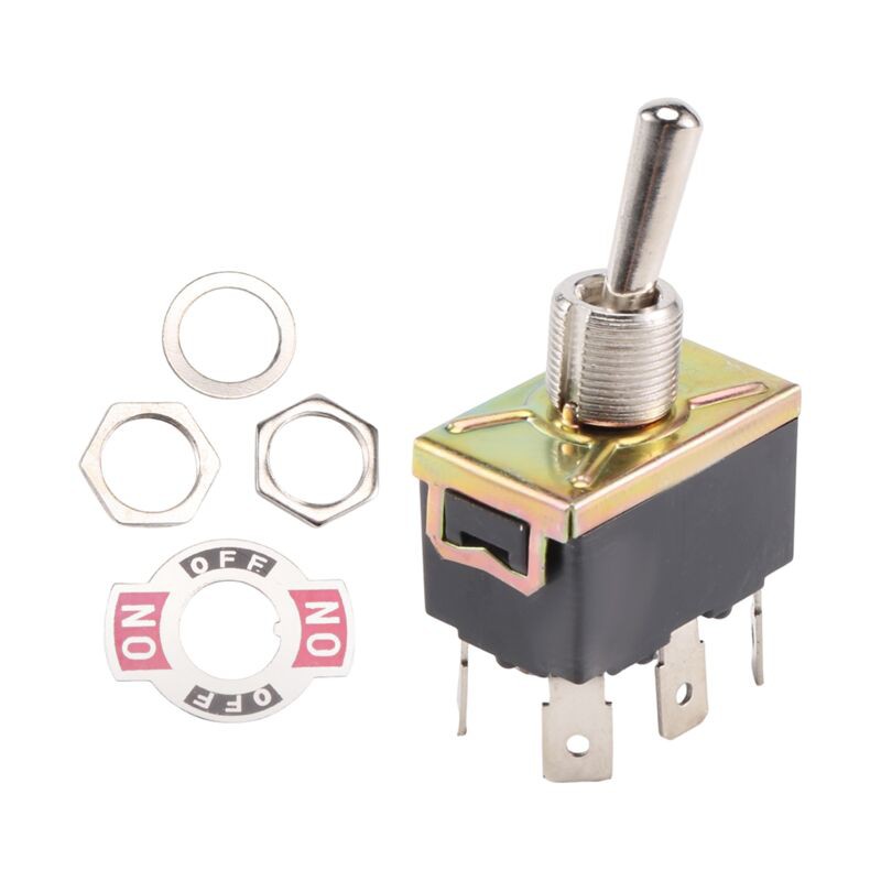 Wechselstrom 250 V/10 Bis 125 V/15 Dpdt 3-positionen Ein/aus/ein 6-poliger Wippschalter Schwarz + Silber
