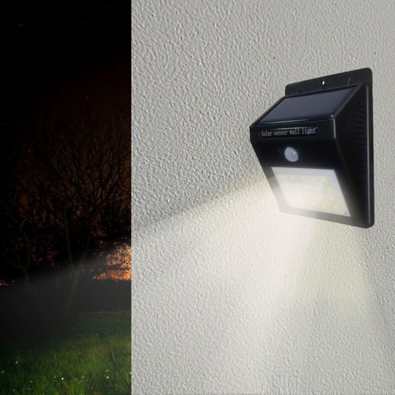 Schwarze Led-solarwandleuchte 0,75 W Ip54 Mit Bewegungsmelder