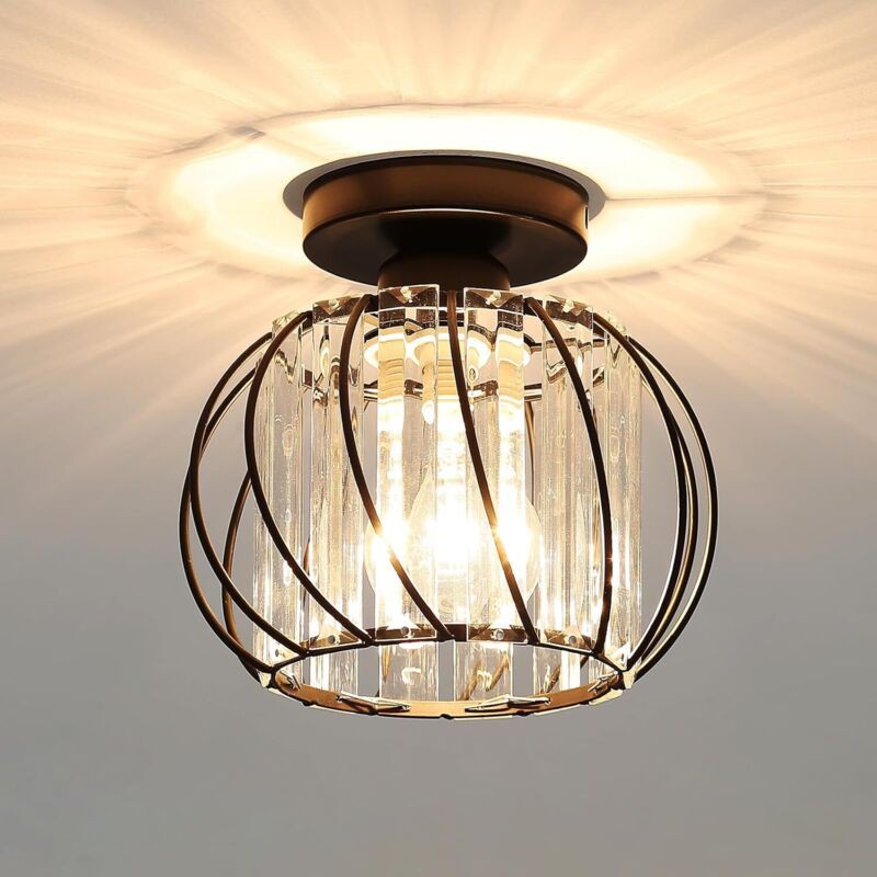 Moderner Led-kronleuchter Mit Kristallfassung, E27-fassung, Für Küche, Flur, Esszimmer, Wohnzimmer, Bar (schwarz) – 1 Stück
