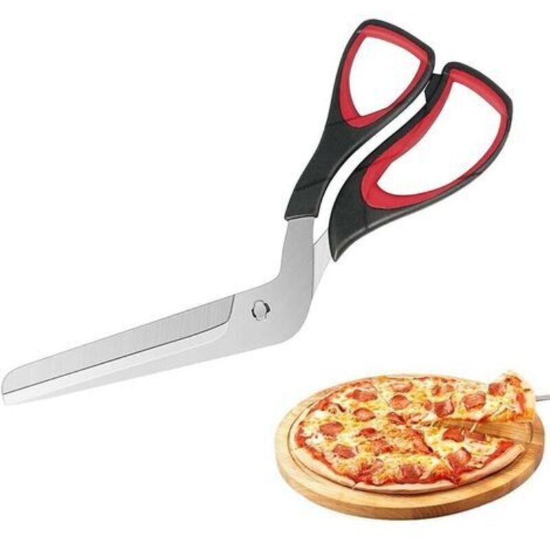 Pizzaschere, Multifunktionale Küchenschere, Edelstahl, 27 Cm, Schwarz Und Rot