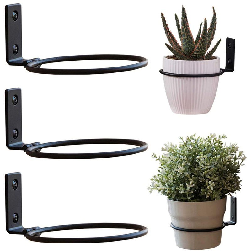3er-set Blumentopfhalter, 15 Cm Durchmesser, Metall-wandbefestigungsringe Für Blumentöpfe Mit Schrauben, Schwarz