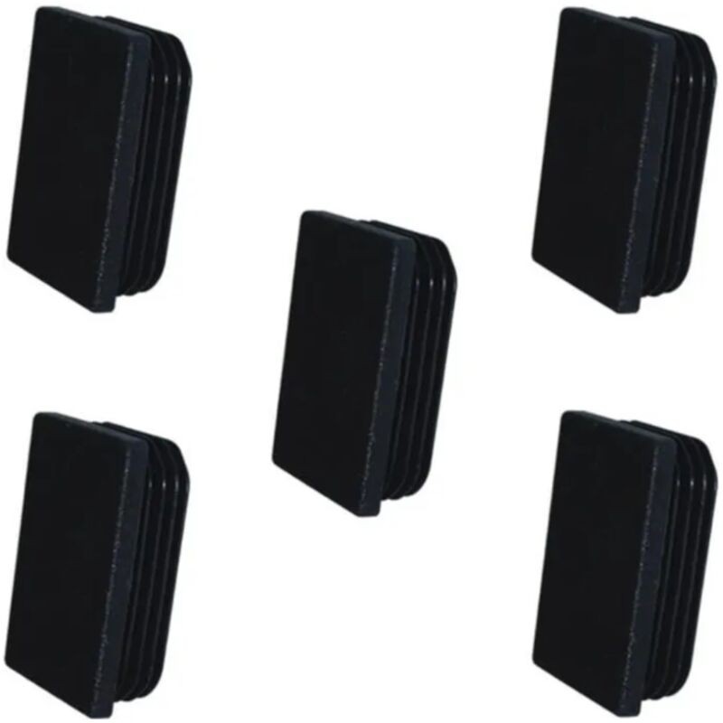 5x Rechteckige Rohrendkappen 40x20mm Schwarzer Kunststoff Stuhlbezug - Schwarz