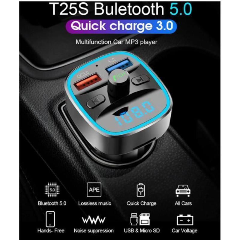 Bluetooth-fm-transmitter – Radioadapter – 2 Usb-5v-anschlüsse – Freisprechfunktion – Schwarz