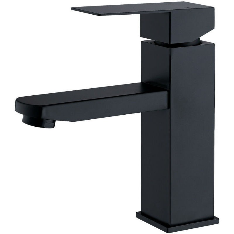 Robinet Salle Bain Noir Acier Inoxidable Avec Poignée Carrée Mitigeur Lavabo Eau Froide Chaude Disponible Robinetterie Lave Mains Démontable