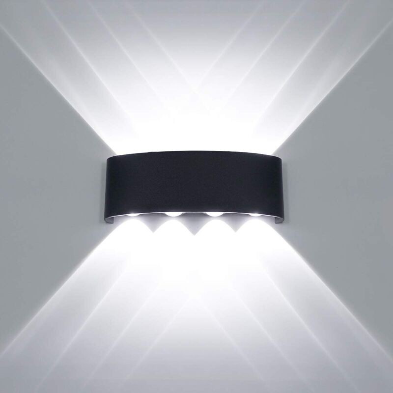Applique Murale Led Interieur Aluminium Moderne 8w, Noir Lampe Murale Led Pour Chambre Maison Couloir Salon (blanc Froide)