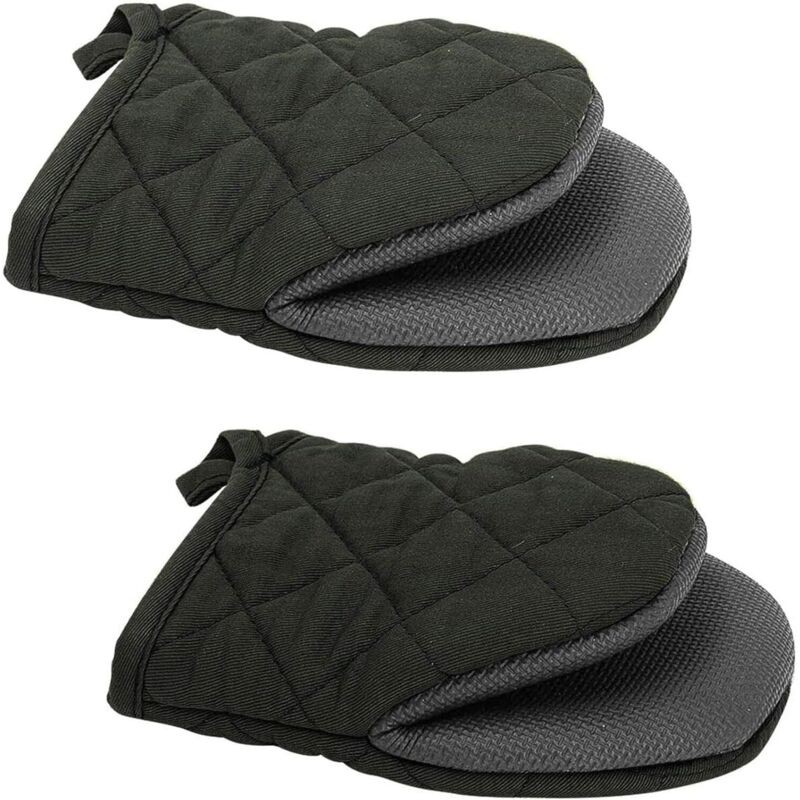 Lot De 2 Gants De Four En Néoprène Antidérapants Résistants À La Chaleur Pour La Cuisson, Les Grillades, Le Barbecue (noir)