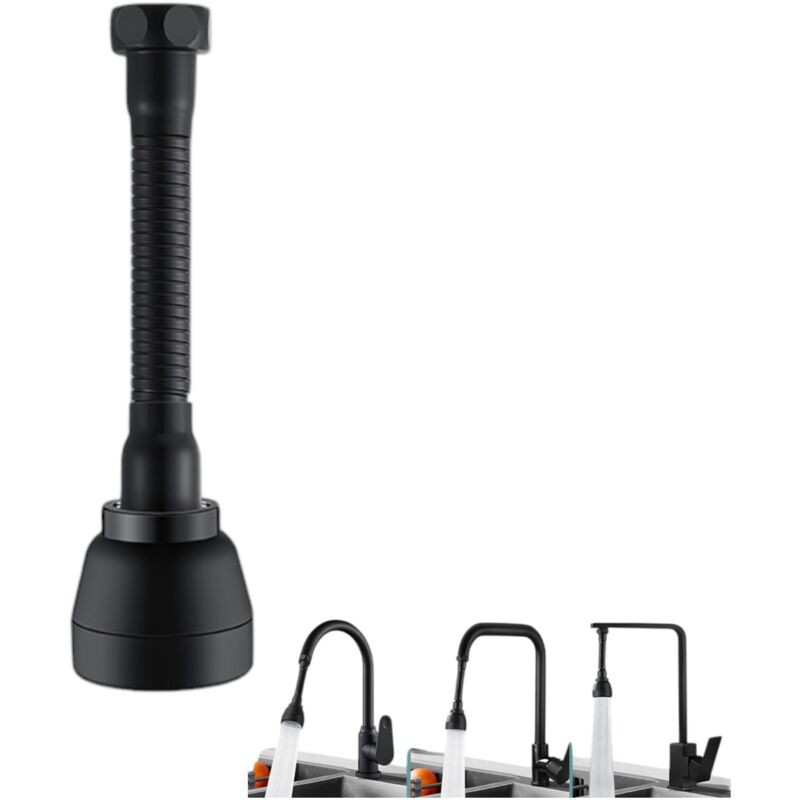 Rallonge De Robinet, 3 Modes Pivotant À 360°, Douchette Pour Évier De Cuisine, Corps En Laiton (noir)