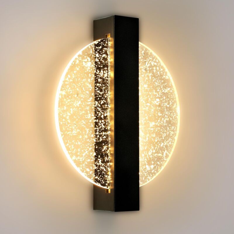 Comely – Applique Murale Led 12w – Aluminium Noir – Température De Couleur Réglable 3000k-6500k – Lumen 1500lm – Design Rond Moderne Pour Salon Et