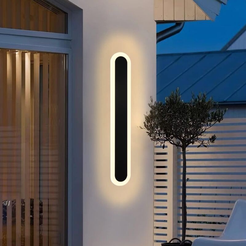 – Applique Murale Led Extérieure 50cm – Éclairage Ip65 Étanche – 21w 3000k Noir En Acrylique Pour Terrasses Et Jardins