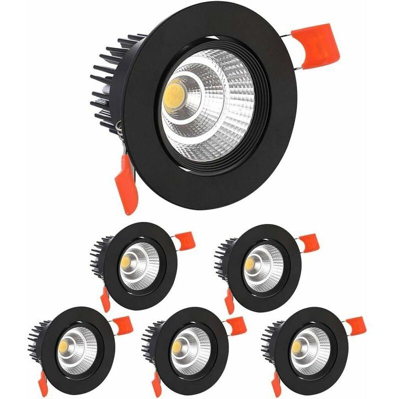 6 X Spot Led Encastrables,5w Cob Plafonnier Encastré,blanc Froid 6000k,500lm,ac 220-240v,ra≥90,angle De Faisceau 24°,ip44,pour Salle De