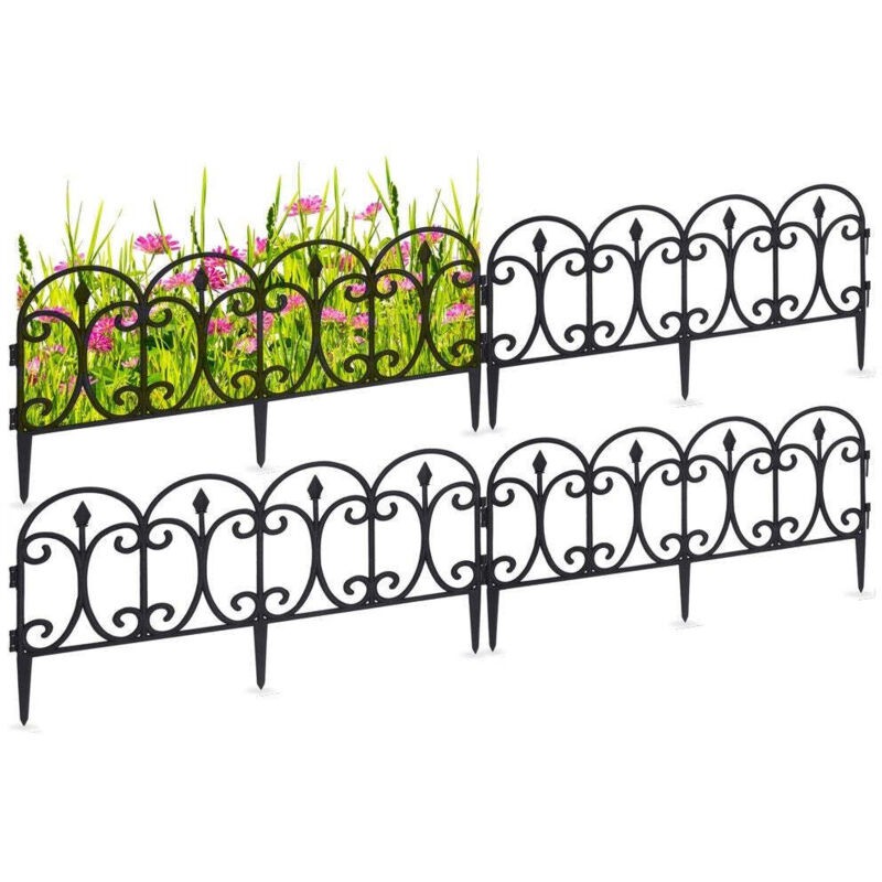 Clôture De Jardin En Plastique Noir Vintage 4 Pièces - Clôture De Jardin En Plastique Noir Vintage 4 Pièces