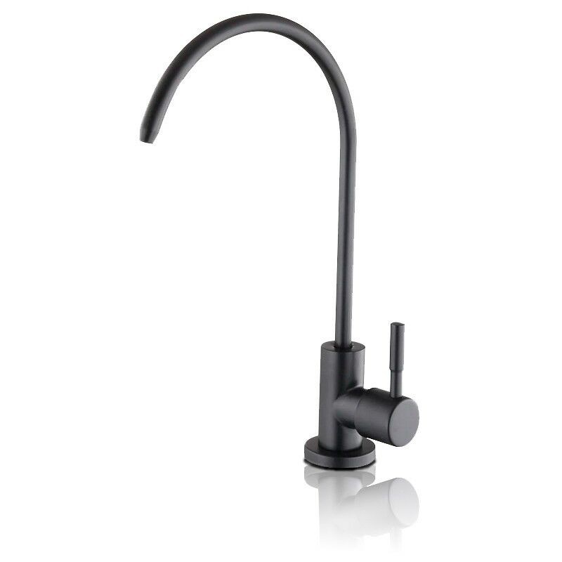– Robinet Osmoseur Noir Mat En Acier Inoxydable 304 – Valve Céramique – Bec Pivotant 360° – Hauteur 210mm Pour Osmose Inverse