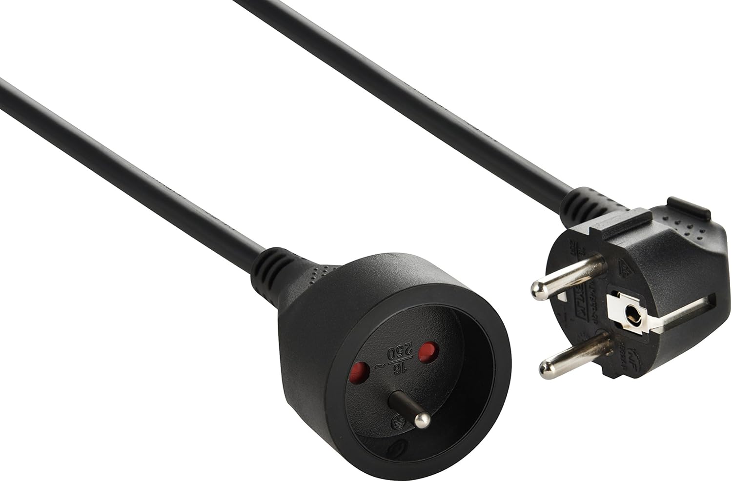 5 M Schwarzes Verlängerungskabel, 3g 1,5 Mm² Kabel, 16-a-stecker, Kindersicherung, Für Den Innen- Und Außenbereich