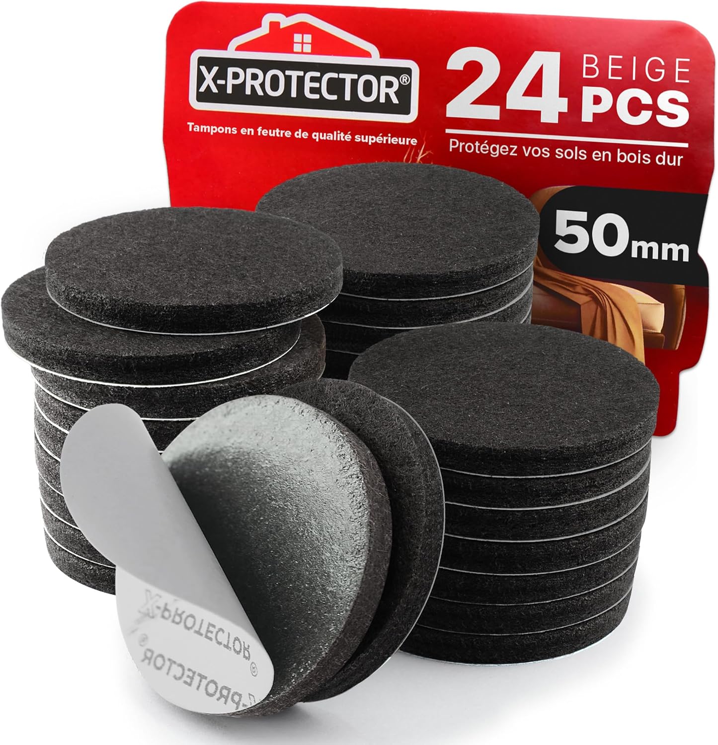 Selbstklebende Filzgleiter – 24 Stück – 50 Mm, Schwarz – Hochwertiger Bodenschutz – Für Stühle Und Möbel – Für Zuhause Und Büro