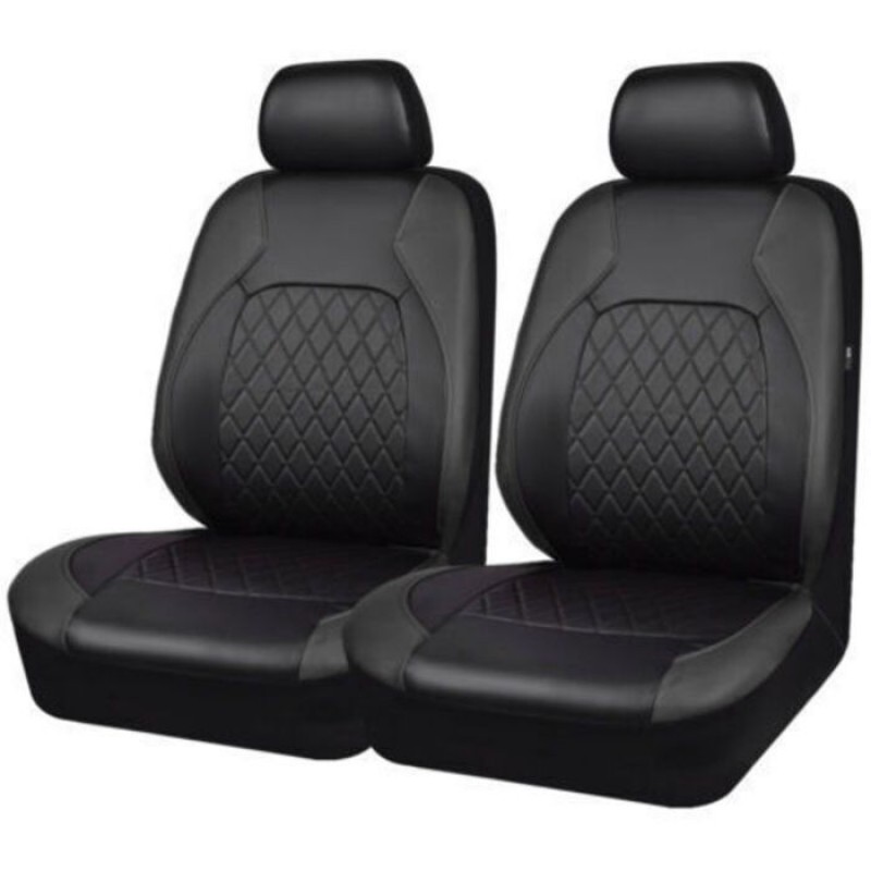 Universelle Sitzbezüge Aus Kunstleder – 2er-set – Für Vordersitze – Schwarz – Airbag-kompatibel
