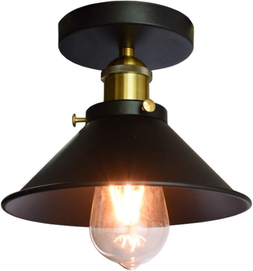 Industrielle Deckenleuchte – 1 Stück – Schwarzes Metall Im Vintage-stil – E27-fassung, Max. 60 W – Wohnzimmer, Küche, Flur, Büro – Durchmesser 22 Cm
