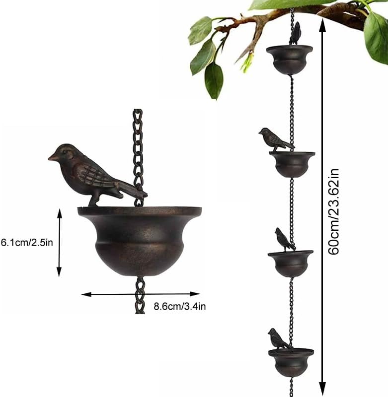 Chaîne De Pluie Jeiibrzui Noire - Chaîne De Drainage De 1,2 M Avec Motif De Lys - Décoration De Jardin En Aluminium Durable Pour La Gestion Des Eaux