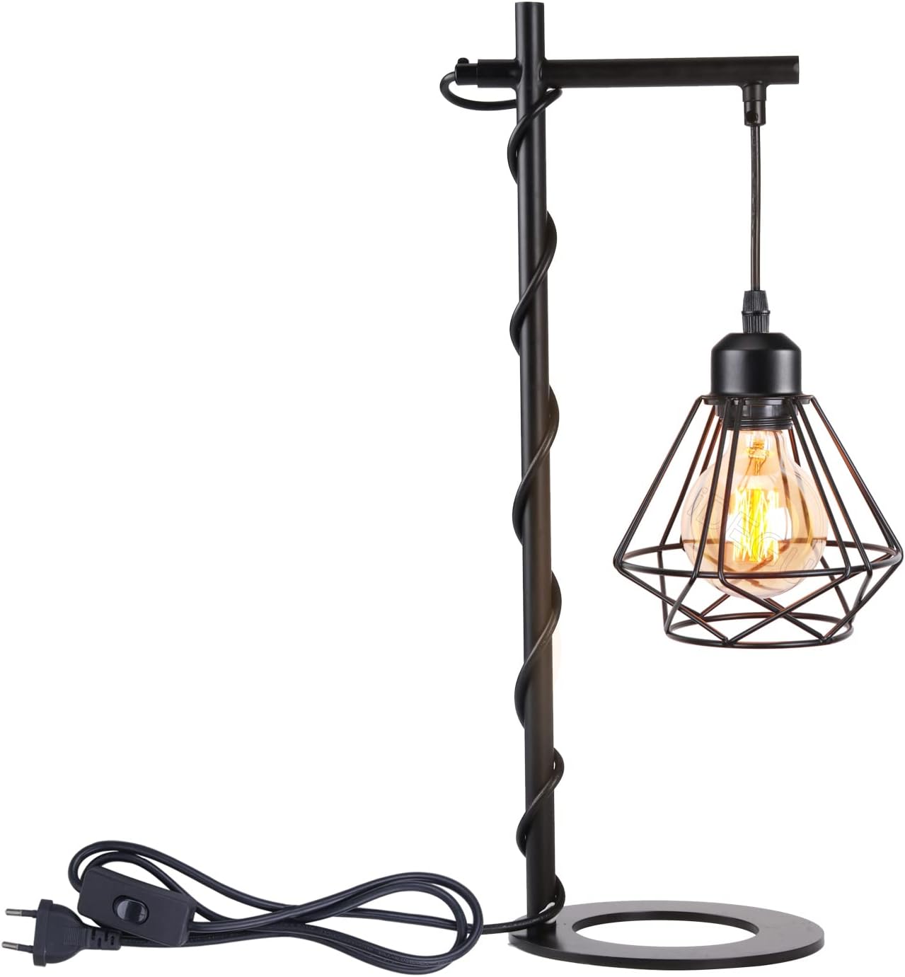 Industrielle Schreibtischlampe – 1 Stück – Retro-design, Schwarzes Eisen – Höhenverstellbar Und Eu-stecker – Für Wohnzimmer, Schlafzimmer, Büro –