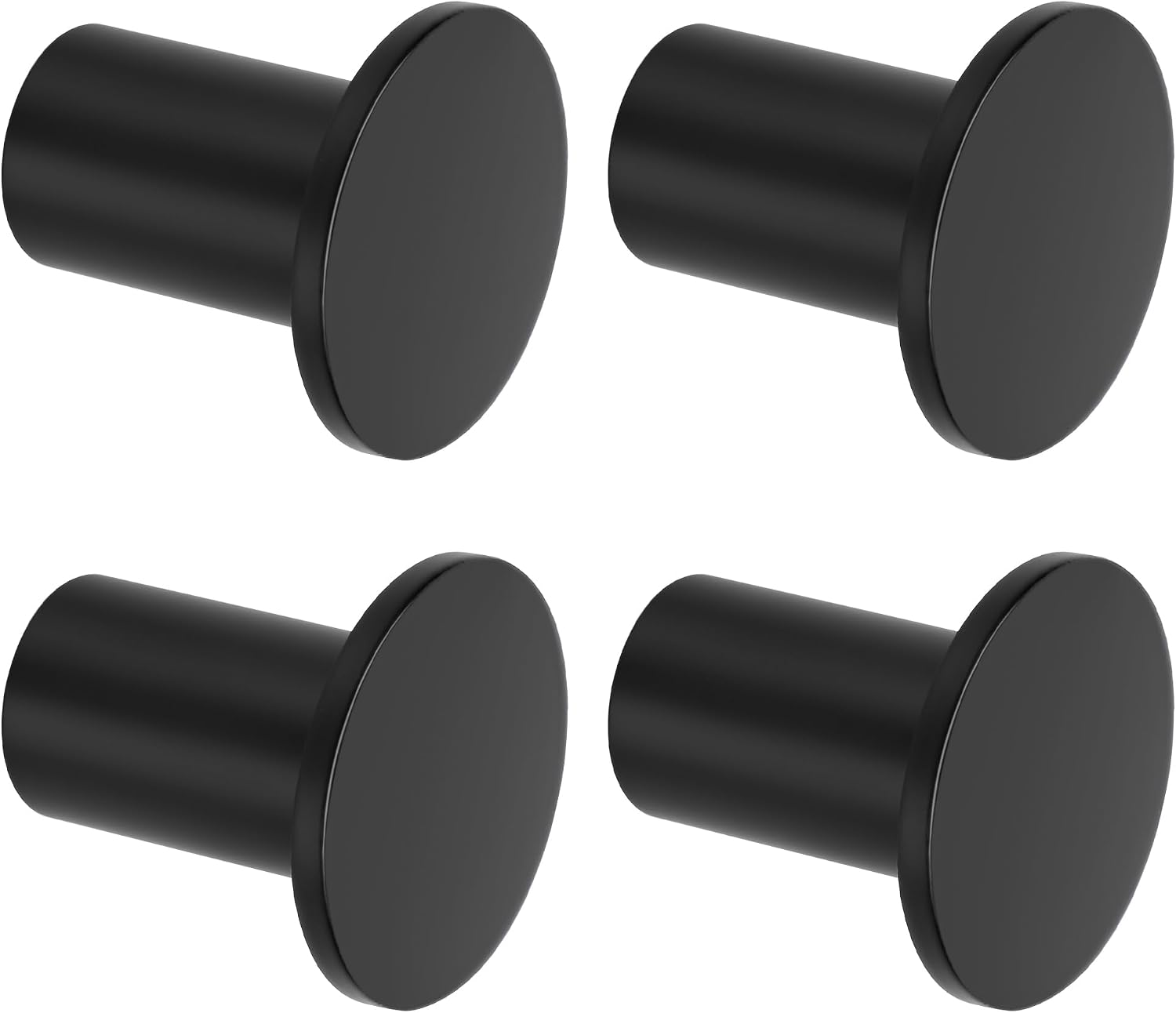 Runder Wandhaken – 4er-set – Mattschwarzer Edelstahl – Unauffällige Und Stabile Befestigung – Badezimmer, Küche, Wohnzimmer – Durchmesser 45 Mm