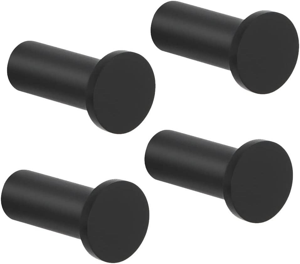 Runde Wandhaken – 4er-set – Schwarzer Edelstahl – Tragkraft Bis 15 Kg – Bad, Küche, Flur – Durchmesser 25 Mm