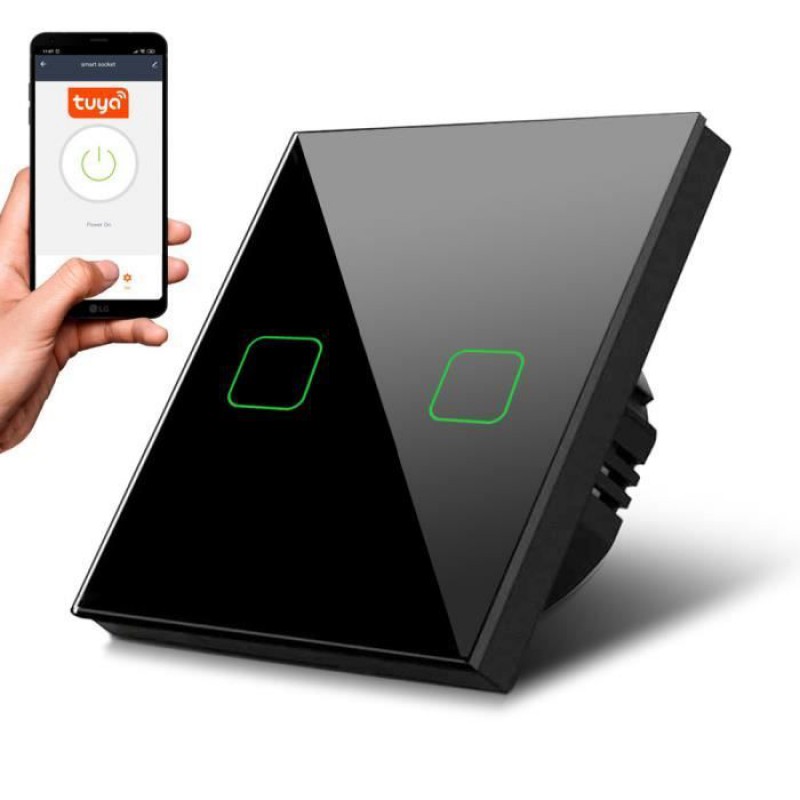 Lichtschalter – Maclean – Mce717b – Smart Wifi – Gehärtetes Glas – 85 X 85 Mm – Schwarz