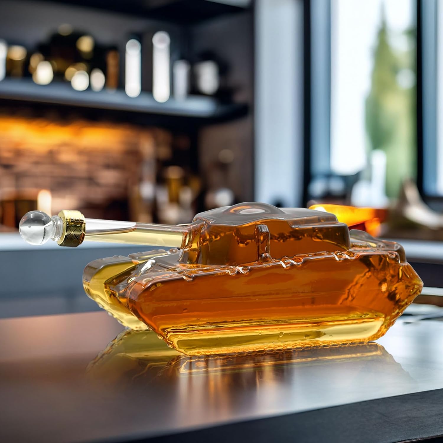 Carafe À Whisky Jeiibrzui En Forme De Moteur V8 - Design Automobile Unique - Bouteille Décorative Noire (1 Pièce) - Idéale Pour Le Bar À Domicile Et