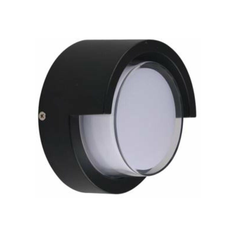 Applique Murale Led 15w Noire Ronde Ip65 Avec Cache - Blanc Froid - - Applique Murale Led 15w Noire Ronde Ip65 Avec Cache - Blanc Froid -