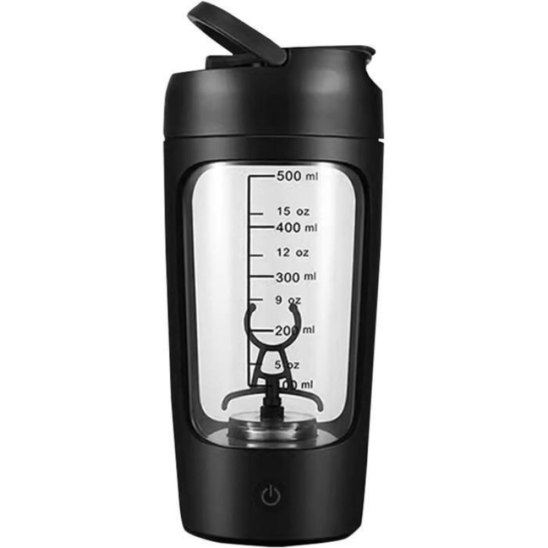 Wiederaufladbarer Elektrischer Wassershaker Mit Usb-anschluss, Tragbarer Mixer, 620 Ml, Schwarz