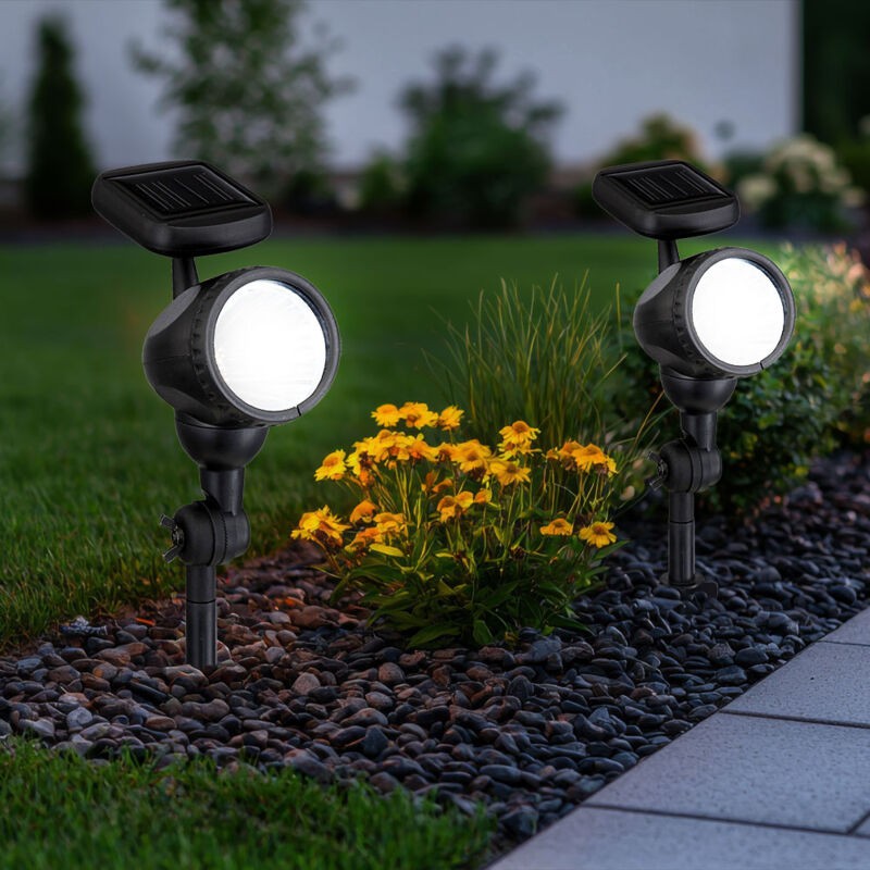 Lampe D'Extérieur, Lampe Solaire, Lampe Solaire, Lampe À Brancher, Lampe De Jardin, Piquet De Sol Ip44, Batterie Rechargeable, Spot Mobile, Noir, 1x