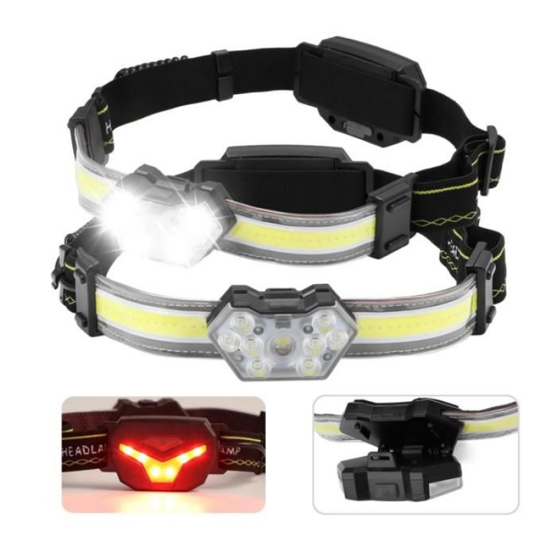 Set Aus 2 Tragbaren Led-scheinwerfern, 600 Lumen Breiter Lichtkegel Und 270 Rote Led-rücklichtern, Wiederaufladbar Und Wasserdicht, Schwarz