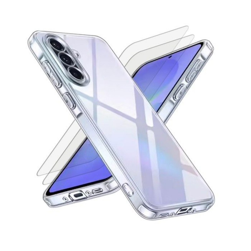 Stoßfeste, Transparente Hülle, Kompatibel Mit Galaxy A36 + 2 Displayschutzfolien