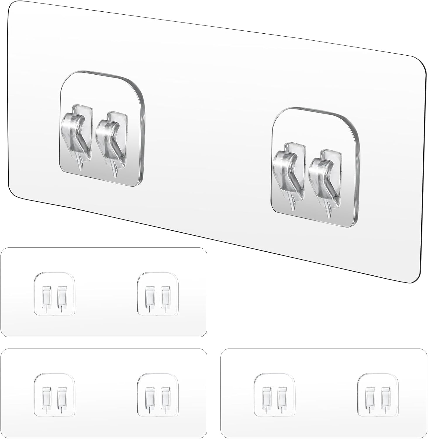 Set Mit 4 Klebehaken – Transparenter Kunststoff – Wandmontage Ohne Bohren – Für Bad Und Küche – Maße: 14 X 5,5 Cm