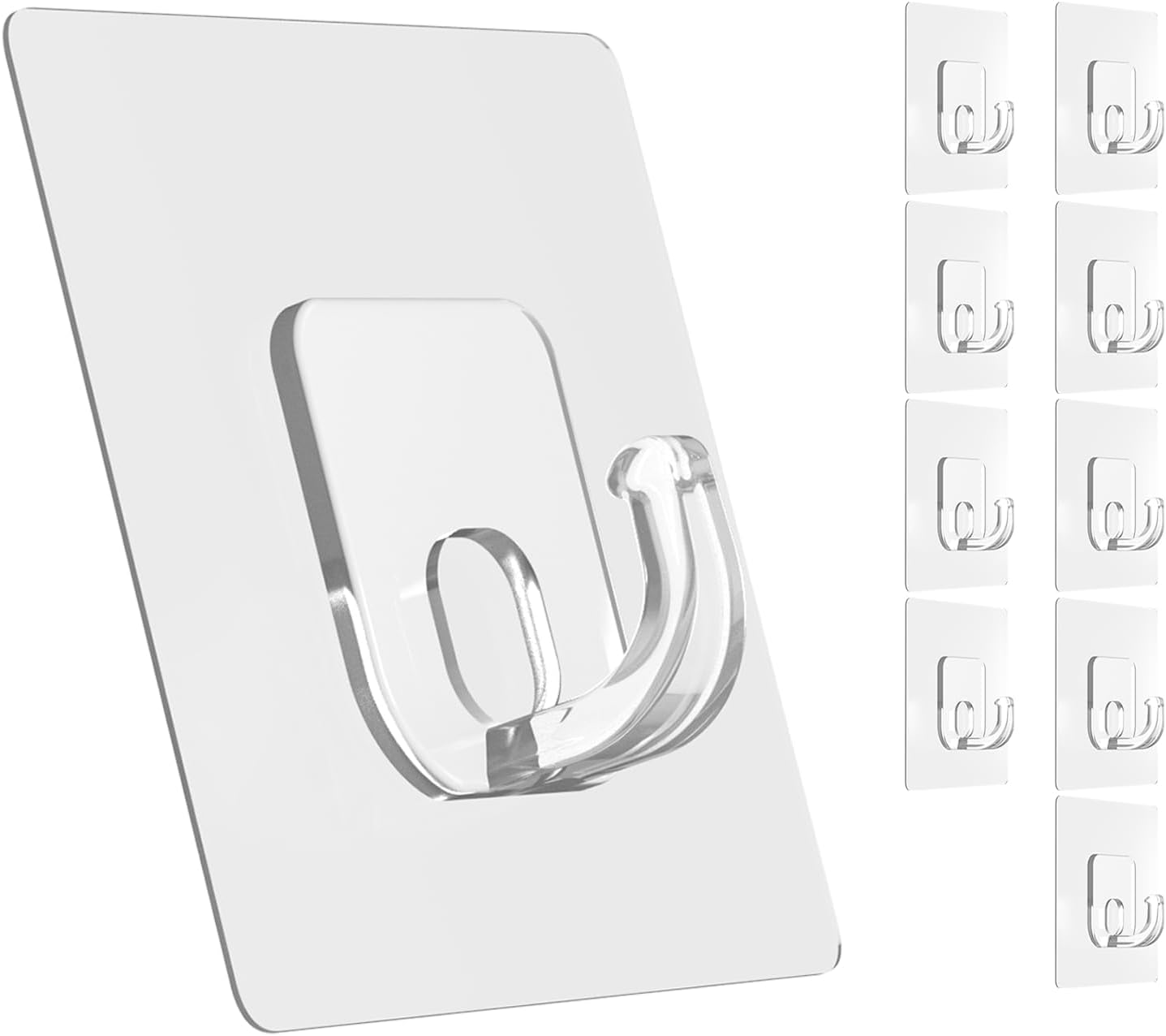 Set Mit 10 Transparenten Klebehaken – Edelstahl – Tragkraft Bis Zu 15 Kg – Rückstandsfrei Und Ohne Bohren – Für Küche, Bad Und Büro – Unauffälliges,