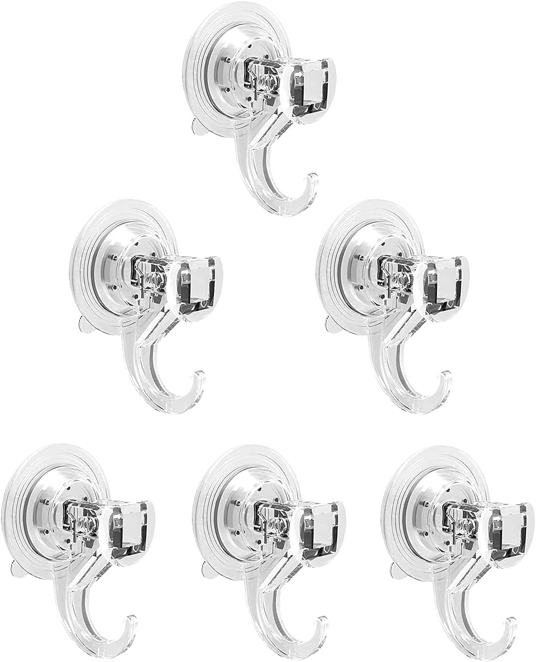 Set Mit 6 Saugnapfhaken, 70 Mm – Transparenter Kunststoff – Starke Haftung Ohne Bohren – Für Bad Und Küche – Handtuch- Und Kleiderhalter