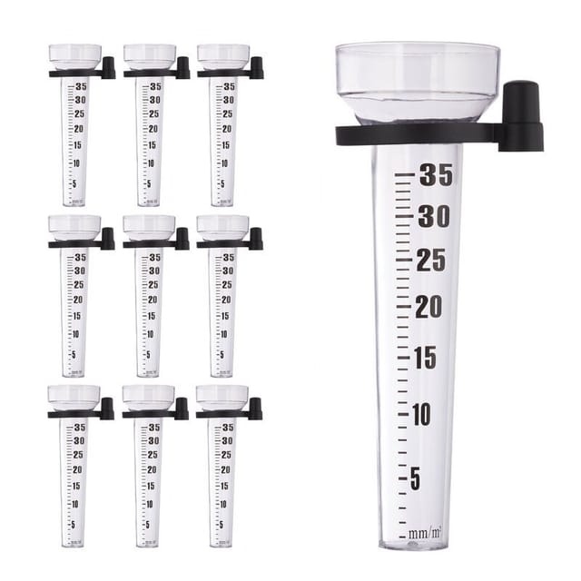 Lot De 10 Pluviomètres, À Fixation, Compteur Pour Le Jardin, Gros Affichage, 35 Mm/m², Plastique, Transparent