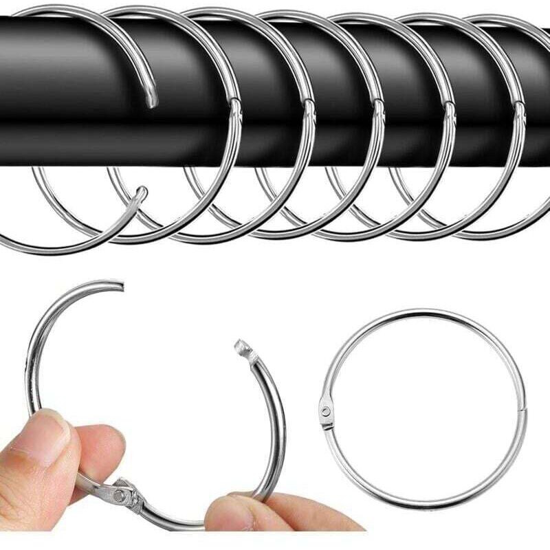 Set Mit 40 Gardinenringen, 50 Mm Gardinenringe, Runde Ringe, Gardinenclips, Metallclips Für Duschvorhänge Und Gardinenstangen (silber)