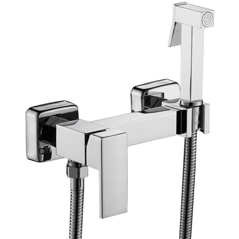 Douchette Wc Bidet, Ensemble Douchette Murale, Kit Douchette Bidet En Cuivre Chaud Et Froid, Argent