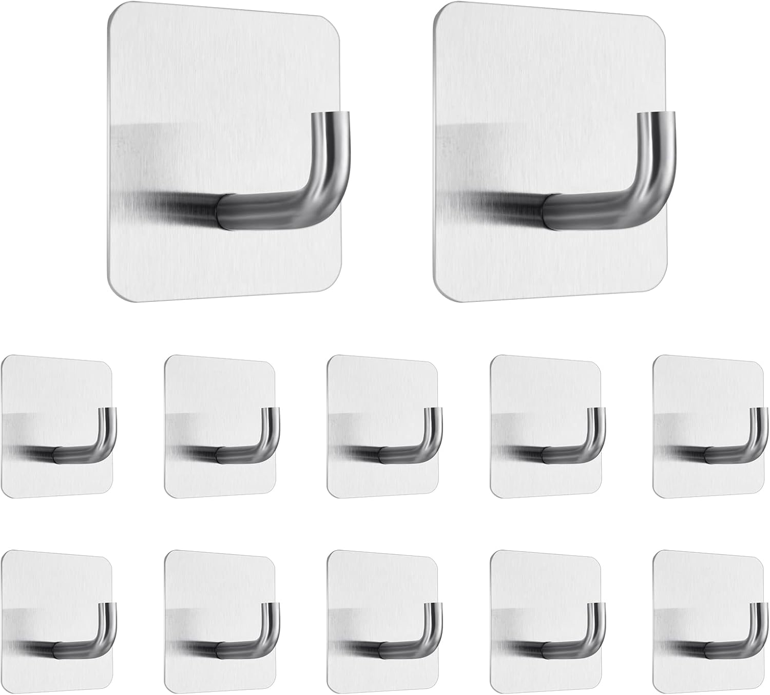 Klebehaken Für Die Wand – 12 Stück – Edelstahl – Kein Bohren Erforderlich – Bad Und Küche – Silber 4,5 X 4,5 Cm
