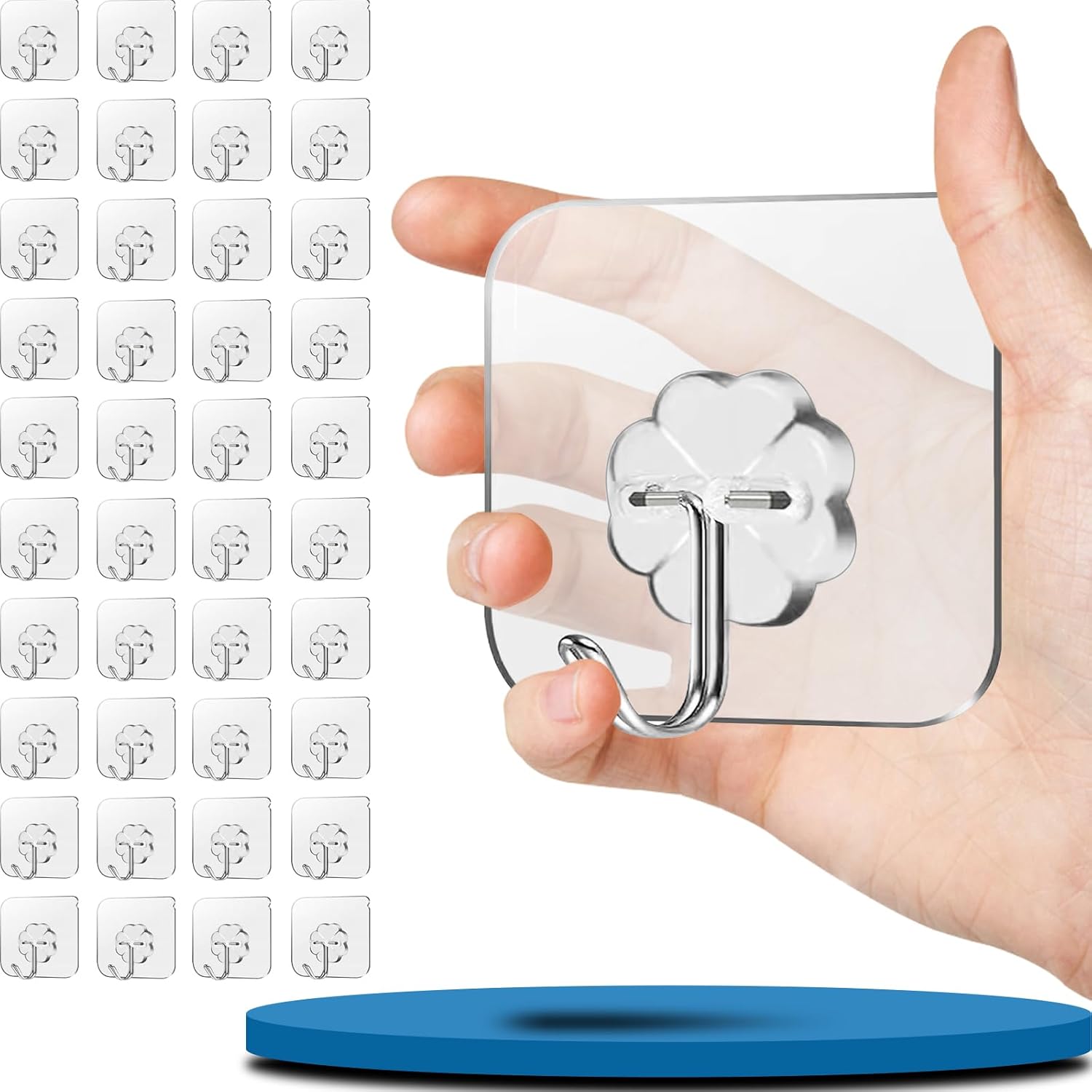 Klebehaken Für Die Wand – 40 Stück – Edelstahl – Maximale Traglast 10 Kg – Kein Bohren Erforderlich – Küche, Bad, Decke – Silber