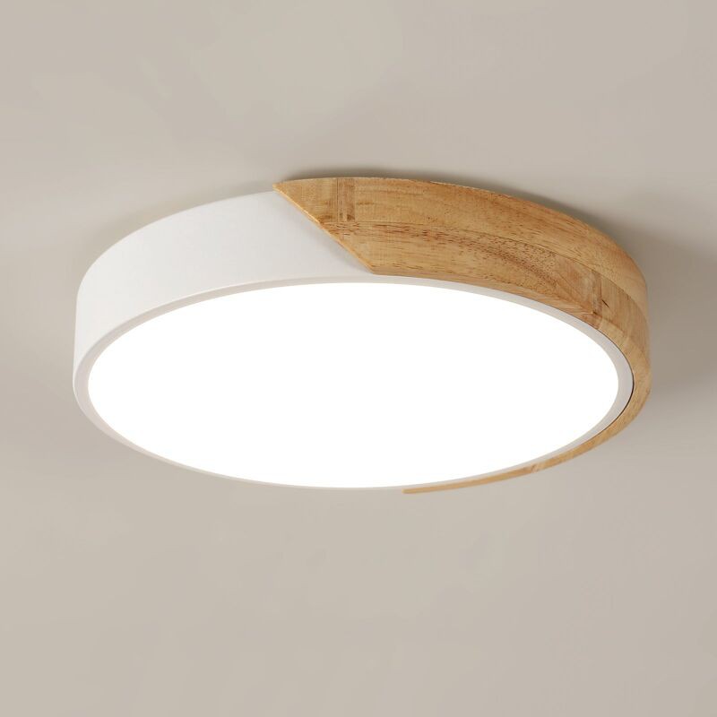 30-w-led-deckenleuchte Aus Holz, Moderne Runde Deckenleuchte, Ideal Für Schlafzimmer, Badezimmer, Küche, Wohnzimmer, Büro, Ø 30 Cm, Neutralweiß 4500