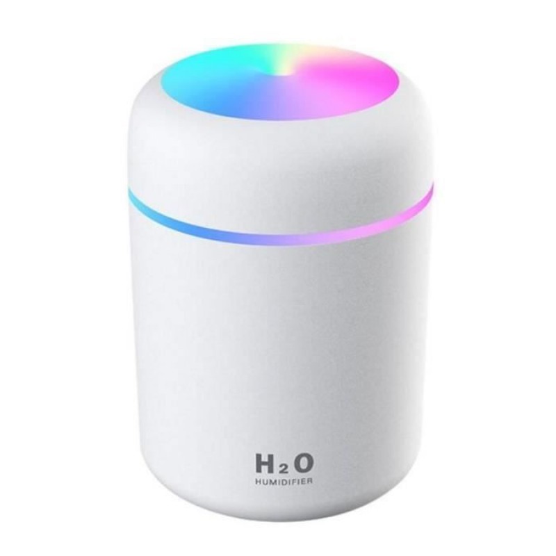 300-ml-led-luftbefeuchter, Usb-aroma-diffusor, Auto-luftreiniger Mit Farbigen Led-leuchten, Weiß