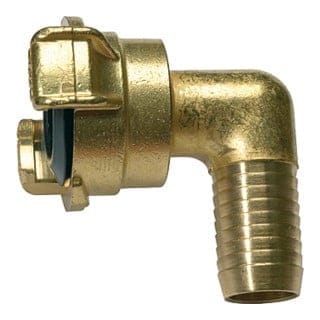 Riegler GEKA-Winkelschlauchstück, 360° drehbar, Messing blank, LW 19