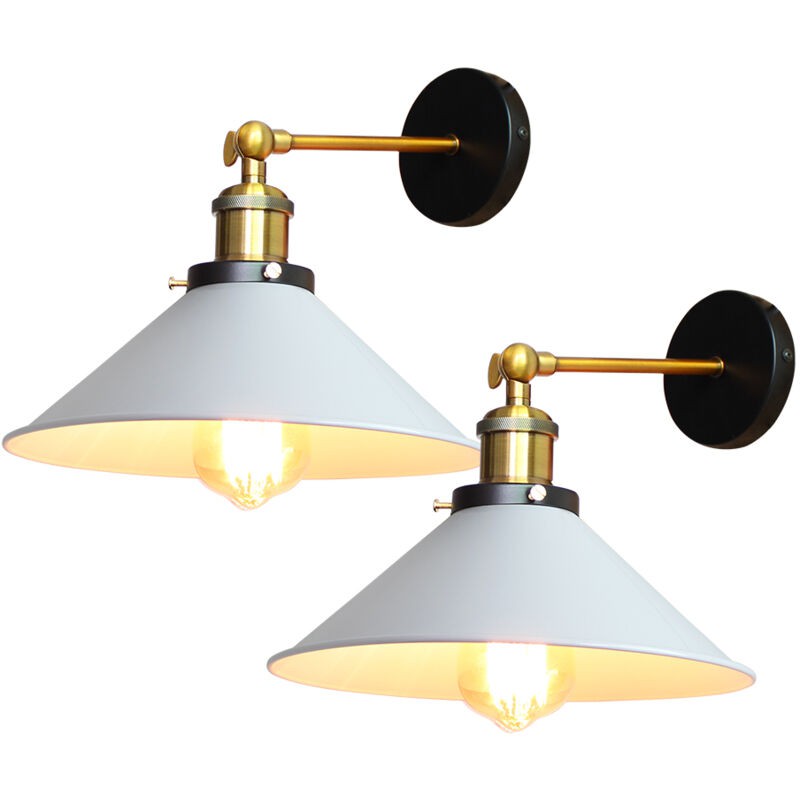 2 Stück Metall-wandleuchte Im Regenschirmstil, 22 Cm, Weiß, E27, Retro-industrie-deckenleuchte, Pendelleuchte (leuchtmittel Nicht Enthalten)