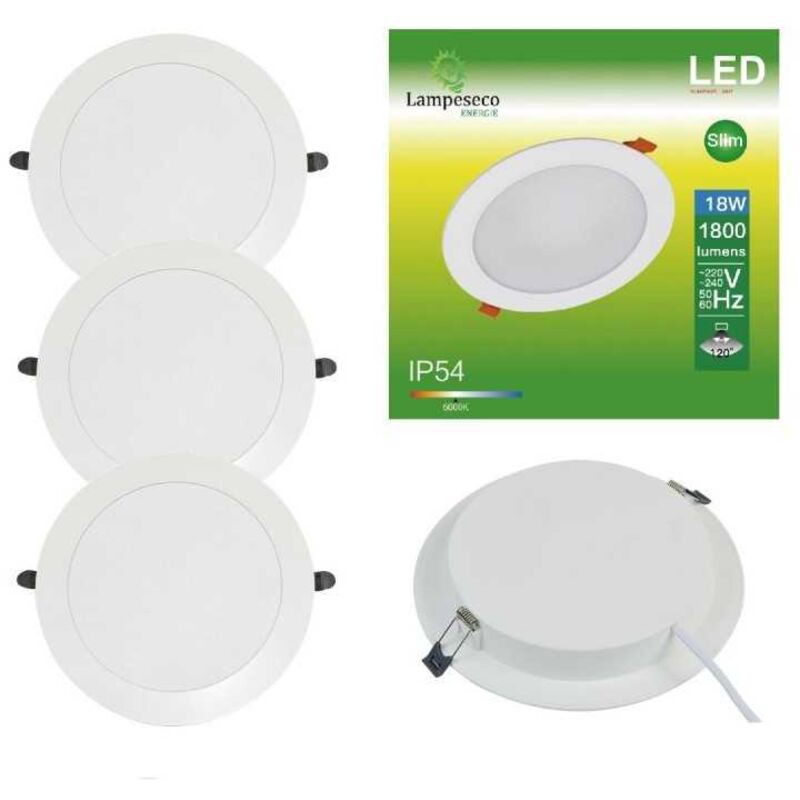 Set Mit 3 Led-einbauleuchten, Extraflach, 18 W, Kaltweiß 6000 K