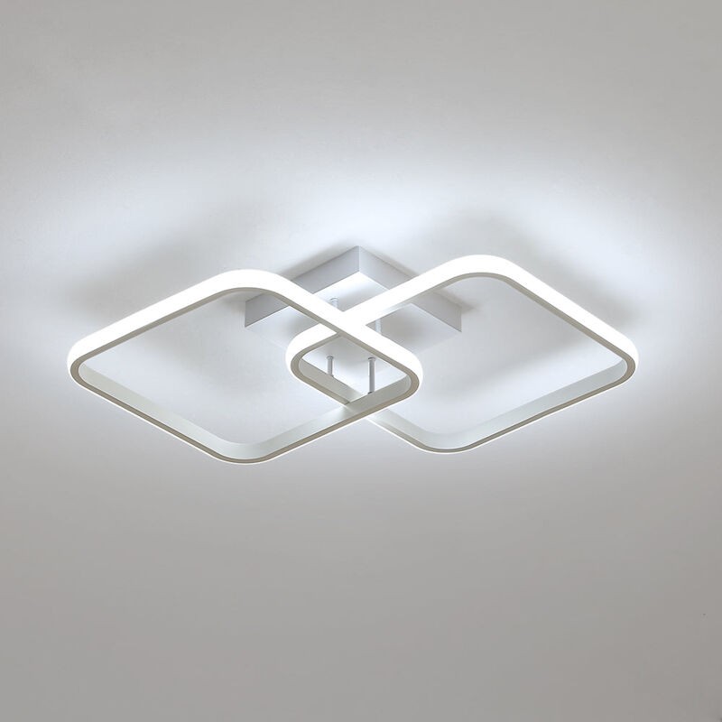 Moderne Quadratische Led-deckenleuchte, 42-w-acryl-deckenlampe Für Küche, Esszimmer, Wohnzimmer, Studio, Büro, 6500 K, 59 Cm Durchmesser (weiß)