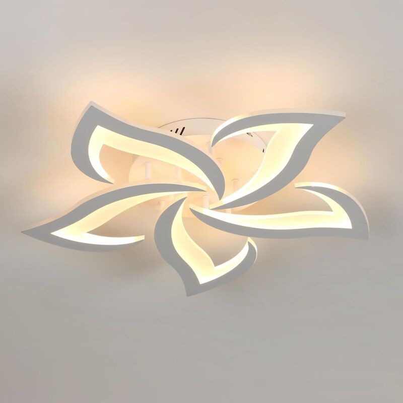Plafonnier Led Moderne, 48w 6500lm En Acrylique, Fleur De Forme Créative, 5 Têtes, Blanc Chaud 3000k Pour Salon, Chambre, Salle À Manger, Cuisine